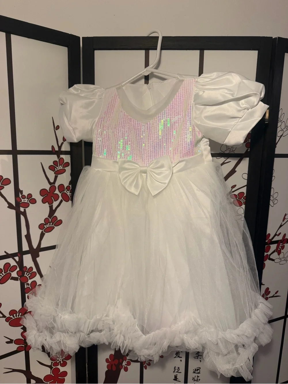 White Sequin Princess Tulle Kids Costume Dress